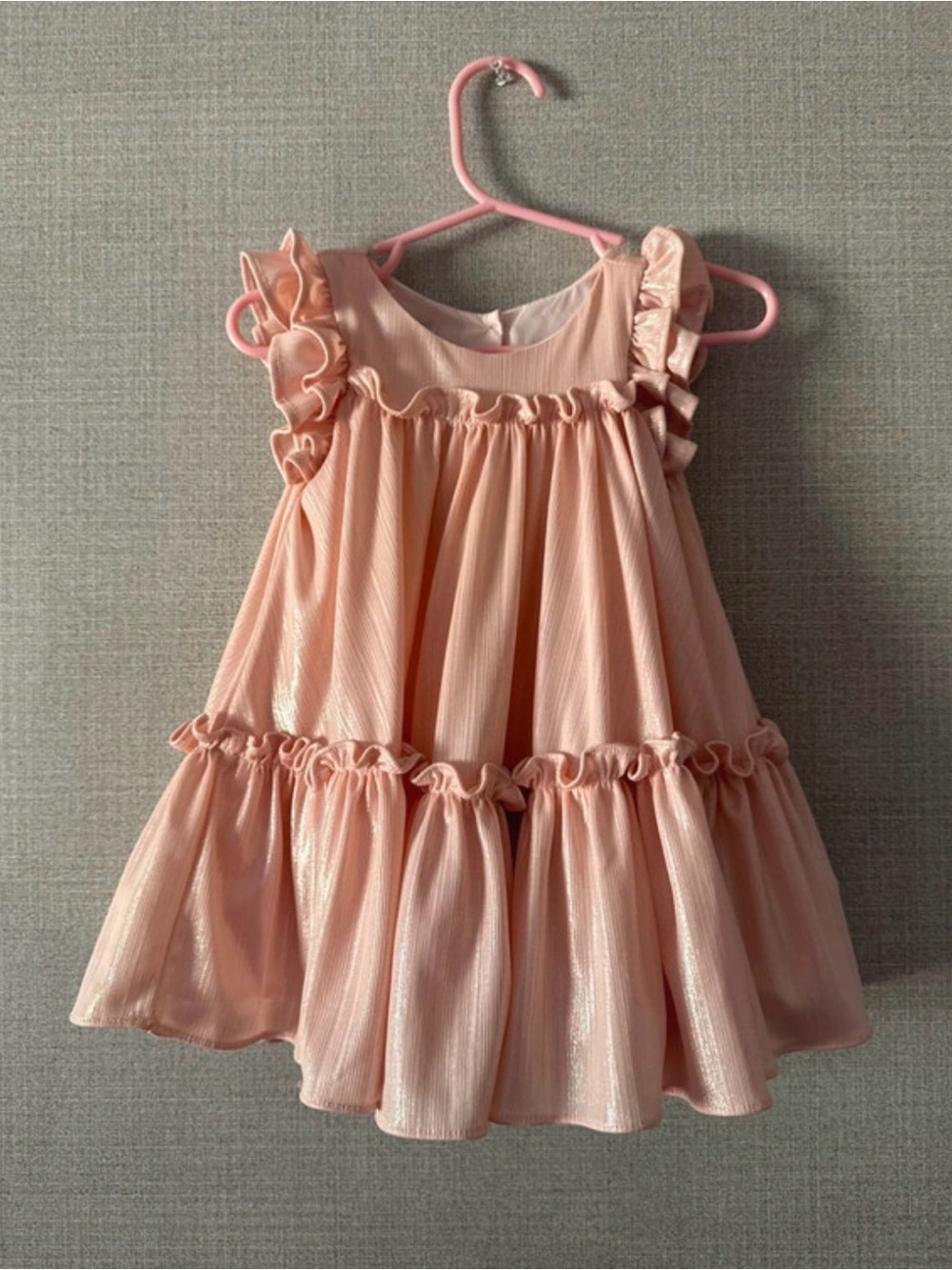 Pippa & Julie Peach Ruffle-Tiered Girls Party Dress